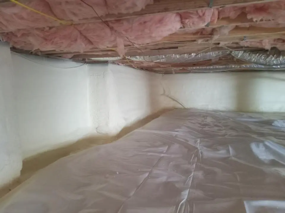 Crawl space encapsulation with closed-cell spray foam for Commercial Roof Restoration in Shafter